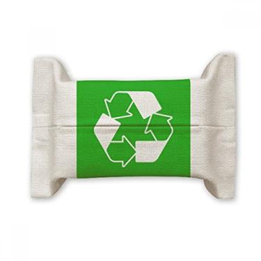 Imagem de Bolsa de linho de algodão para lenços faciais com marcação de aviso quadrada verde reciclável