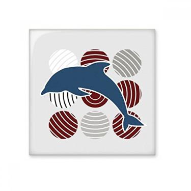 Imagem de Decalque brilhante de azulejo de cerâmica ilustrado com círculo de golfinho