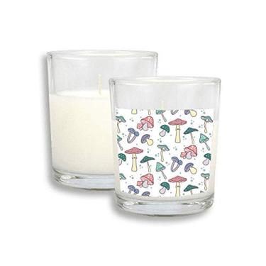 Imagem de Linda cera de incenso perfumada de vidro com ilustração de cogumelo azul rosa