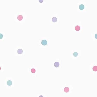 Imagem de Papel De Parede Infantil Brincar 3626 Vinílico Poa Bolas Azul Rosa