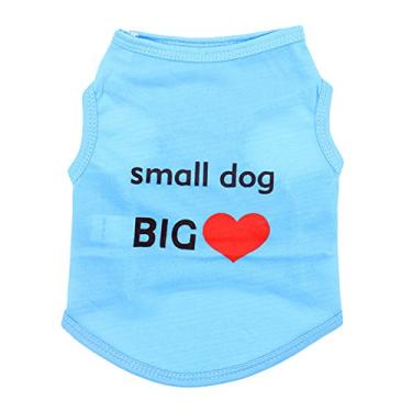 Imagem de Heave Camiseta para cães pequenos com coração grande para cães de verão, roupas para cães fofas estampadas colete de mangas curtas para roupas de cães pequenos ou médios verde PP