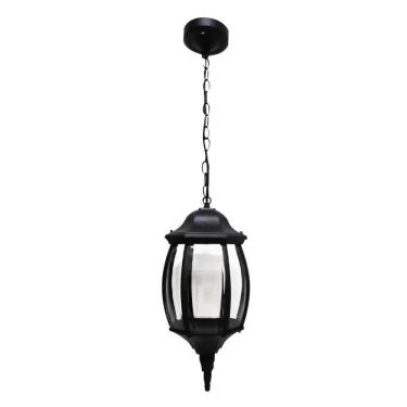 Imagem de Pendente Colonial Alumínio Preto 8 Faces Externo