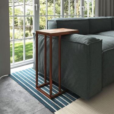 Imagem de Mesa Lateral Encaixe Elena Cobre E Tampo Amendoa New Green - Marrom