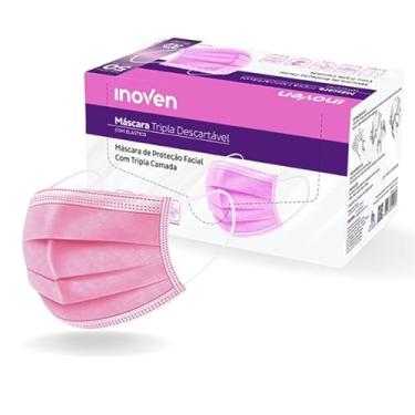 Imagem de Máscara Descartável Facial Tripla Camada de Proteção Filtro Meltblown - 50 Unidades (Rosa)