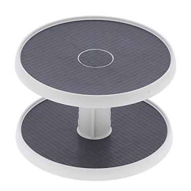 Imagem de Organizador de Temperos para Plataforma Giratória de 2 Camadas, Estantes Organizadores de Temperos Ajustáveis Com Altura de Armazenamento de Artigos de Papelaria para Cosméticos