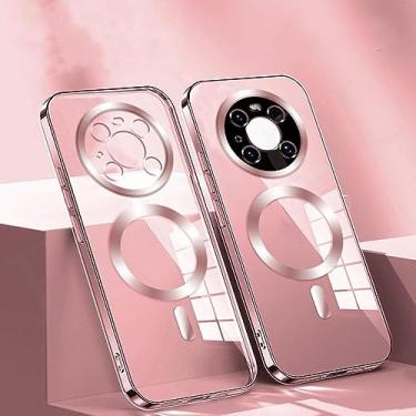 Imagem de Capa de carregamento sem fio magnética transparente para Huawei Mate 50 Pro Capa de lente macia para Huawei Mate 40 30 P50 P40 P30, rosa, para P50 Pro