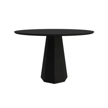 Imagem de mesa de jantar redonda com tampo de vidro isis preta 135 cm