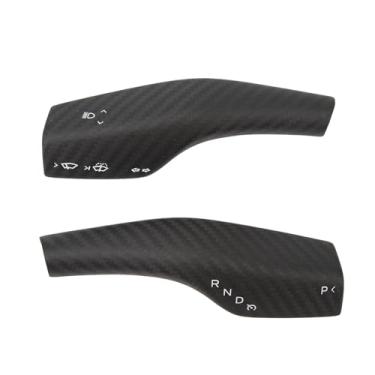 Imagem de Capa de Mudança de Marcha do Volante Em Fibra de Carbono Real paraModelo 3 Modelo Y, Acessórios de Decoração de Fibra de Carbono Brilhante (Sarja 3K fosca)