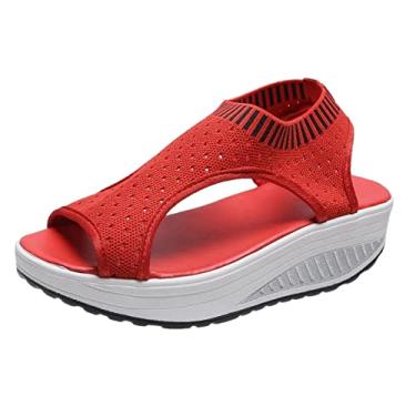Imagem de Sandálias suporte arco, Sandália Peep Toe Ortopédica Confortável Femin, Sapatos cunha respiráveis sandálias plataforma casuais para o verão Puchen