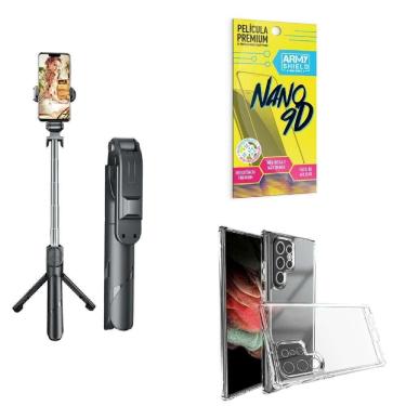 Imagem de Kit Tripé De Selfie + Capinha Samsug S22 Ultra + Película 9D