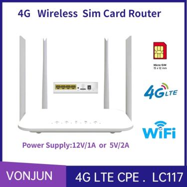 Imagem de Lc117 4g roteador 300mbps cat4 32 usuários rj45 wan lan sem fio modem lte sim cartão roteador