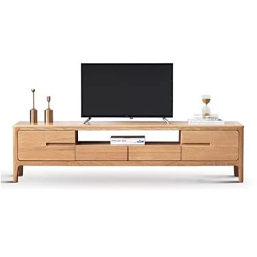 Imagem de Suporte de TV Gabinete de TV Suporte de TV para TVs de até 198 cm, Suportes de TV em Carvalho, Centro de Entretenimento com Gavetas Armário de Armazenamento e Prateleiras Abertas para Suportes de