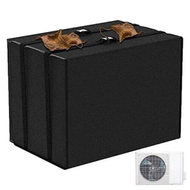 Imagem de Capa para ar condicionado ao ar livre janela à prova de poeira protetor de unidade AC inverno capas de neve saída com alças ajustáveis tela de privacidade impermeável, preta, 64 * 52 x 45 cm