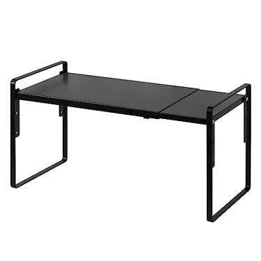 Imagem de Nxconsu Prateleira organizadora expansível de armazenamento para cozinha despensa armário banheiro embaixo da pia economia de espaço independente empilhável resistente altura ajustável preta