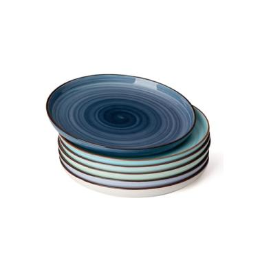 Imagem de Sweese Pratos de sobremesa de porcelana de 18 cm - Conjunto de pratos redondos para salada/aperitivo, seguro para micro-ondas, lava-louças, conjunto de 6, cores sortidas legais