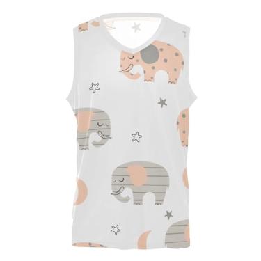 Imagem de KLL Camiseta de basquete com estampa de elefantes adormecidos e sem costura para treino de futebol durável, Sem costura bonito elefante dormindo padrão doce, P