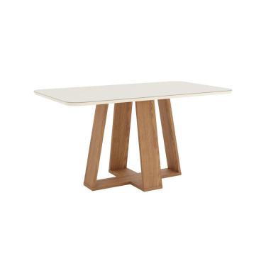 Imagem de Mesa de Jantar Lins 160 C/ Vidro Nature/Off White - Henn