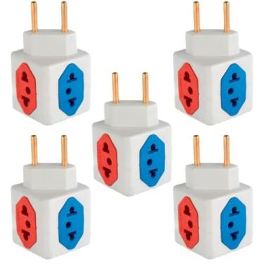 Imagem de KIT Com 5 Adaptadores Benjamim Cubo 3D Com 3 Entradas de Tomada 10 Amperes E 1 Entrada de Tomada 20 Amperes CORES SORTIDAS Plug Padrão Novo 3 Pinos Resistente