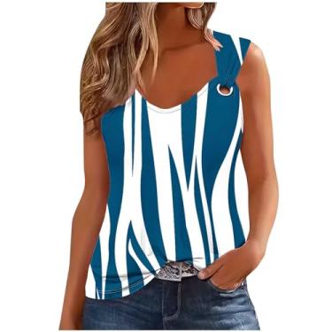 Imagem de Camisetas femininas folgadas longas sem mangas alças finas verão outono 2024 moda, D-978 azul-marinho, G