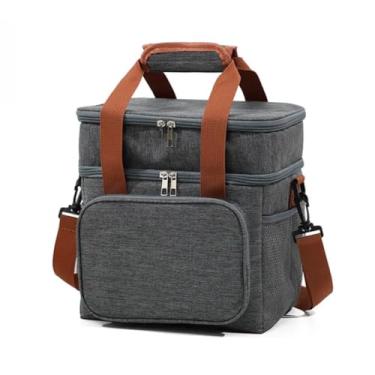 Imagem de Bolsa Termica Marmita Lancheira Grande Alça Ombro Trabalho Passeio Academia Dois Andares (Bolsa Cinza)
