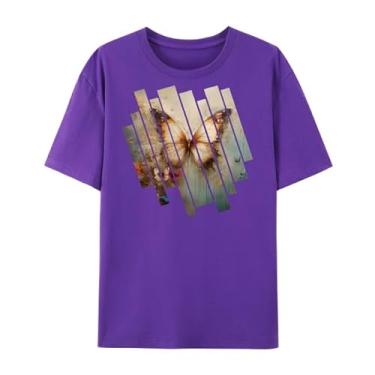 Imagem de Camisetas de arte de borboleta, camiseta fofa de verão com borboleta e flor, camiseta gráfica para homens e mulheres., 1 roxo, XXG