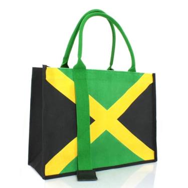 Imagem de VOARYISA Bolsa feminina de lona impermeável com fita de praia Jamaican Reggae Party Bag, Jamaicano, One Size