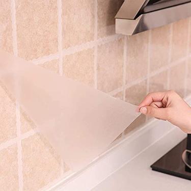 Imagem de practicalWs Papel de parede transparente de 60 cm × 59 cm papel de parede transparente para cozinha papel de contato protetor removível protetor de parede transparente à prova de óleo adesivo à prova d'água fácil de limpar