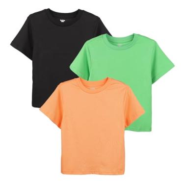 Imagem de Gorboig Camisetas masculinas de manga curta de algodão casual gola redonda verão camisetas pacote com 3, Preto/Laranja/Verde, Large