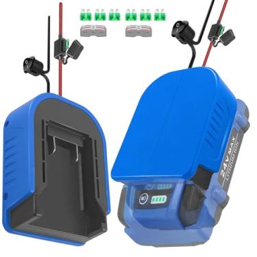 Imagem de Pacote com 2 adaptadores de bateria para Kobalt 24V Max Kit conversor de adaptador de bateria 14 AWG fio com fusível e terminais de fio, conector de alimentação para carro RC, robótica de calibre 14,