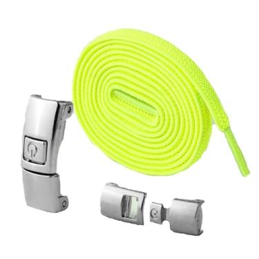 Imagem de Elastic Laces Sneakers Width Flat Shoelaces Without Ties Kids Adult Lock No Tie Shoelace Rubber Bands Shoe Accessories (Color : Fluorescence Green)