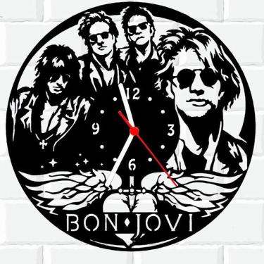 Imagem de Relógio Parede Vinil LP ou MDF Bon Jovi Rock 2