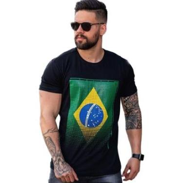 Imagem de Camisa Volar Algodão Slim Fit Seleção Brasileira Camiseta Brasil Mapa Relevo Masculina-Masculino