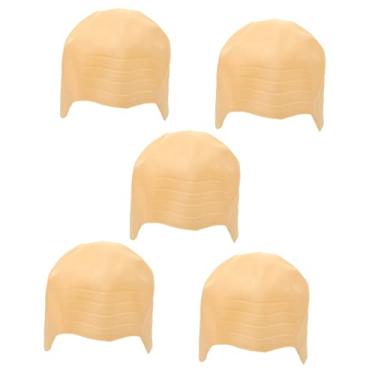 Imagem de 5 pçs chapelaria sem cabelo boné careca traje de cabeça careca para adultos boné careca adulto engraçado boné careca cabeça de halloween traje acessório peruca cabeças roupas peruca boné/486 (Color :