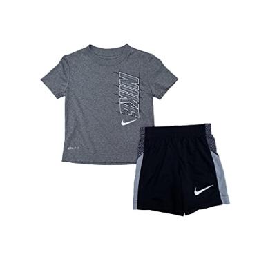 Imagem de Nike Conjunto de 2 peças de camiseta e shorts com estampa Dri-Fit para meninos pequenos (preto (76H367-K6N)/urze de carbono, 24 meses, 24 meses), Preto (76H367-K6N)/Carbono mesclado, 24 Months