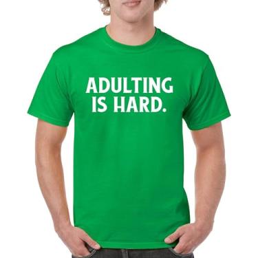 Imagem de Camiseta Adulting is Hard Funny Adult Life Do Not recommend Humor Parenting Responsibility 18th Birthday Men's Tee, Verde, 4G