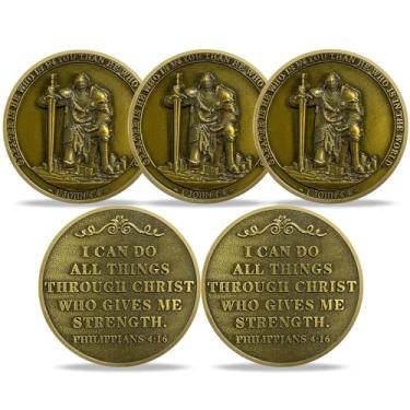 Imagem de Moeda do Desafio Cristão Cavaleiro Templário Versículos da Bíblia Filipenses 4:16 (5)
