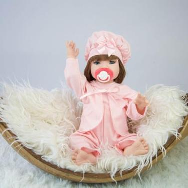 Imagem de Boneca Reborn Menina Bebê Realista Silicone Baby Macacão e Touca Pode Dar Banho 46 cm Alive (Sem bolsa)