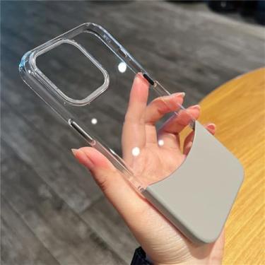 Imagem de Luxo 2IN1 Hard Acrílico Transparente Proteção Phone Case Para iPhone 15 13 Pro 14 12 Pro Max Plus Capa Transparente, Cinza, Para iPhone 13