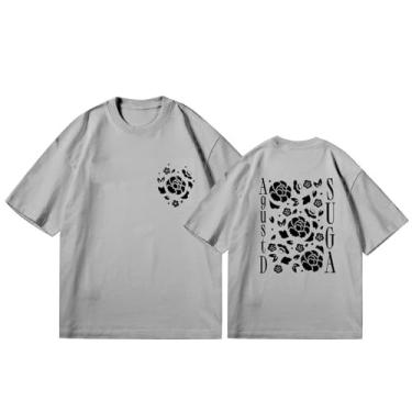 Imagem de Camiseta Su-ga Solo Agust D, camisetas estampadas k-pop Support camisetas soltas unissex camiseta de algodão, Cinza A, P