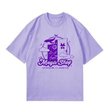 Imagem de Camiseta estampada do álbum Magic Shop do 10º aniversário, "So Show Me I Ll Show You" Camiseta de algodão, Roxa, XXG