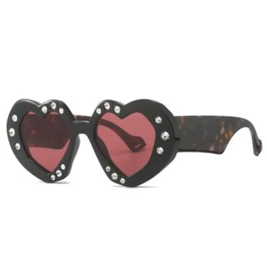 Imagem de Óculos de sol punk em forma de coração, feminino, adora óculos de sol para mulheres, estilo de rua com strass, 3, tamanho único