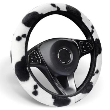 Imagem de ALEMODR Capa de volante de pelúcia universal 38 cm para mulheres e mulheres