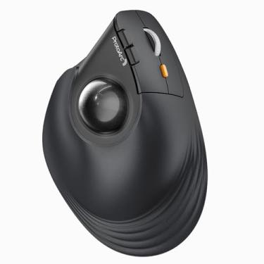Imagem de ProtoArc Mouse trackball vertical sem fio, EM05 NL Bluetooth ergonômico mouse rollerball recarregável computador laptop, 3 conexões de dispositivos, compatível com iPad, Mac, Windows, PC - cinza