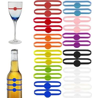 Imagem de Minsoda Stretchable Drink Markers 24pcs, Wine Glass Markers, Drink Identifiers for Glasses Cup, Beer Bottle, Mug, Jar, Cocktail Glass, Drink Labels for Party