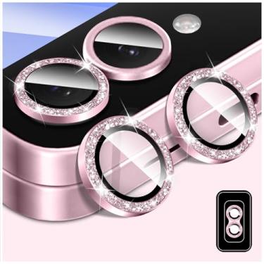 Imagem de Kucheed Protetor de lente de câmera Bling para Samsung Galaxy Z Flip 6, protetor de tela de vidro temperado, alinhamento automático de glitter, anéis de metal individuais, adesivos de filme