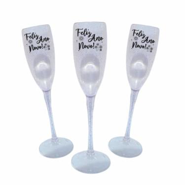 Imagem de Kit 6 Taças Espumante 190ml Acrílica ANO NOVO - Aloha (Cristal Glitter)