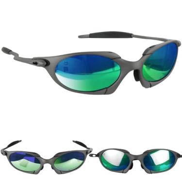 Imagem de Óculos de Sol Masculino Lentes de Proteção UV400 Lupa Lente Espelhada Verdes de Alta Proteção casual Estilo Original Armação em Metal Leve Black Iridiun Julliet Sofiticado