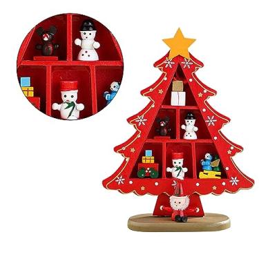 Imagem de Árvore de Natal de Madeira Requintada Mini Decoração de Mesa Shopping Decoração de Hotel (Vermelho)