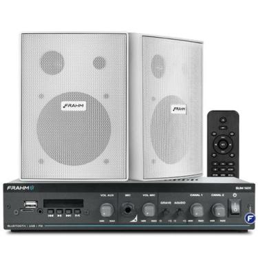 Imagem de Kit Som Ambiente Area Gourmet Bluetooth Receiver Slim 1600 Usb Sd + 2 