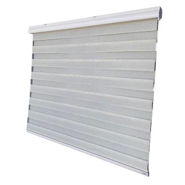 Imagem de Persiana Rolo Duplo Tecido Zebra Linho 160 (L) x 160 (A) Double Vision C/ Bandô e Kit I...
